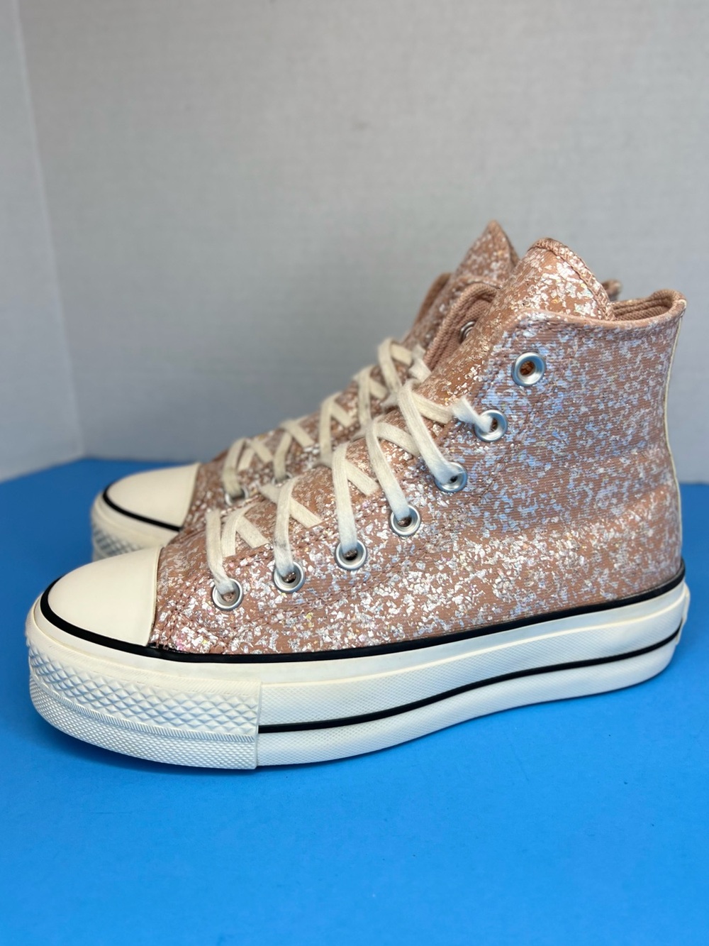 Converse CTAS Platform Lift Hi Womens Dusty Pink-Shimmer Sz 6M Superb! No Box